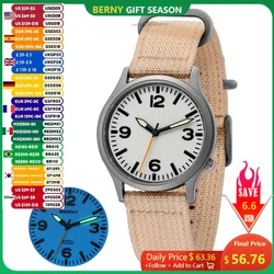 Reloj BERNY de titanio para hombre, reloj de pulsera deportivo de cuarzo con esfera superluminosa y ligera para hombre, reloj de pulsera resistente al agua con zafiro de 5AMT