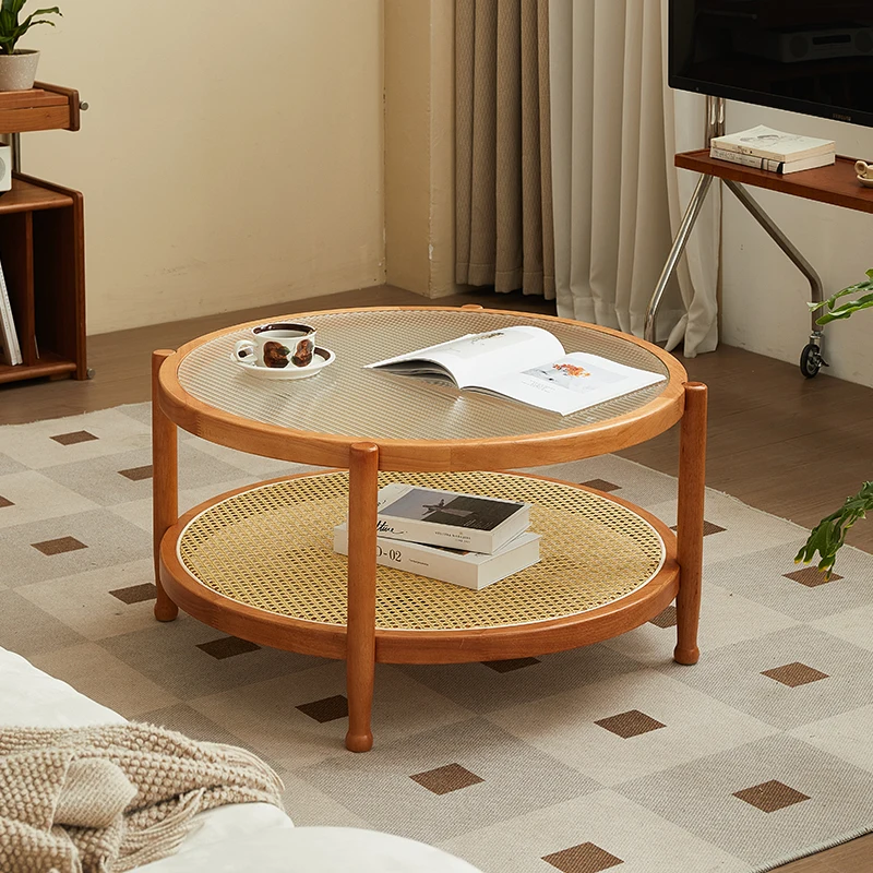 

Designer Organizer Coffee Table Unique Quality Aesthetic Glass High End Coffee Table Round Vintage Simple Mesas Bajas Furniture