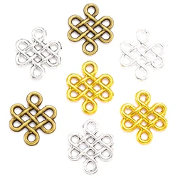 40pcs Antique silver color alloy Chinese knot Charms Pendants Necklace Beads for DIY Big Hole Beads Bracelets Charms J108