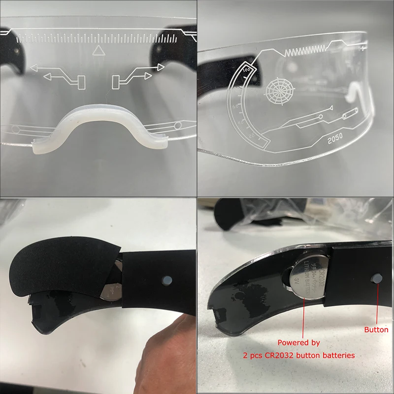 Coole leuchtende LED-Brille, blinkende Partybrille, futuristische transparente LED-Brille für Nachtclub, DJ, Tanzparty-Dekoration – Detail 15