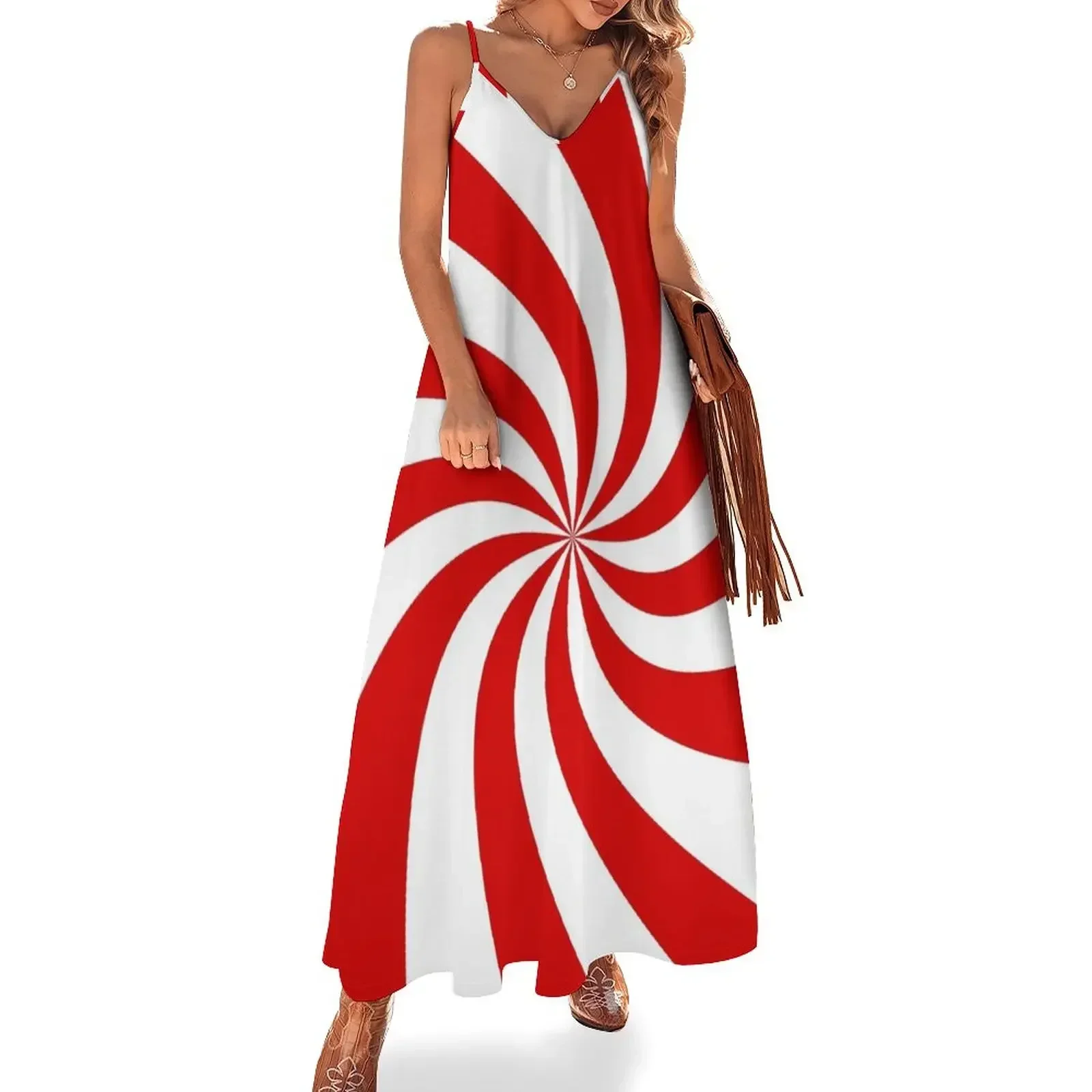 

candy cane swirl patterned Sleeveless Dress Clothing female party dresses woman Women's summer dresses women clothes Dress