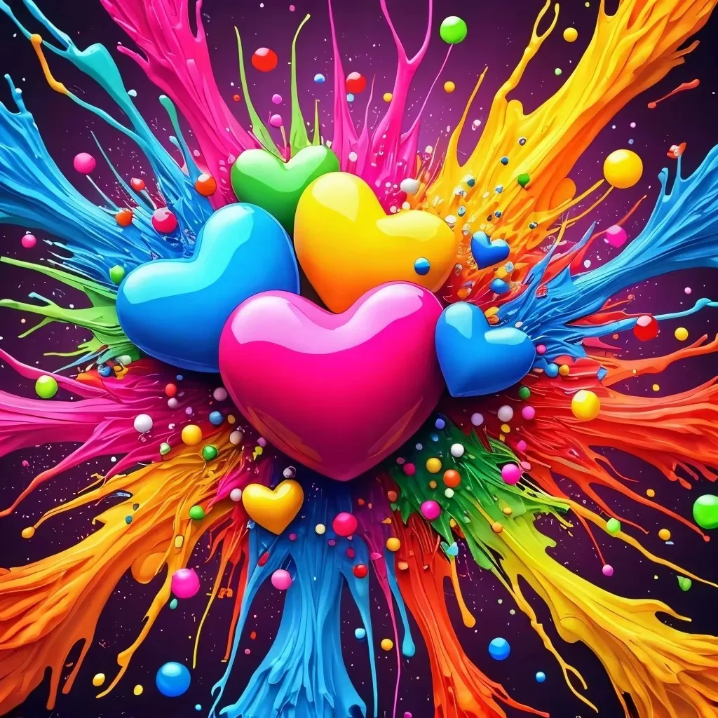 500PCS/1024 PCS Jigsaw Puzzle Shiny Candy Hearts Color Burst Explosion Abstract Pop Art DIY Assembly Puzzle Holiday Present