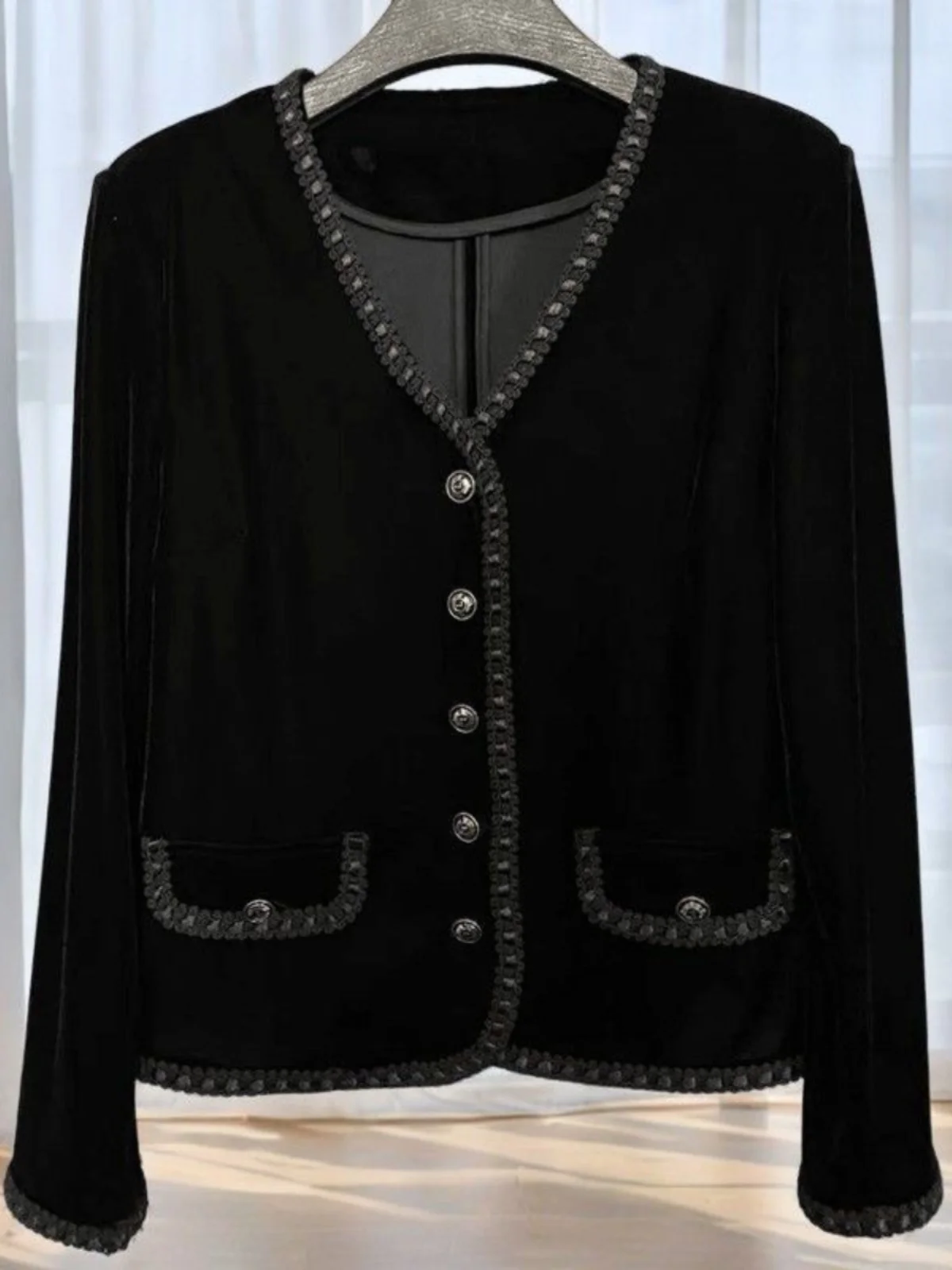 

Fashionable Velvet Jacket Top Casual Slimming Meat Covering Small Fragrance Style Suit Outerwear Autumn New Arrival