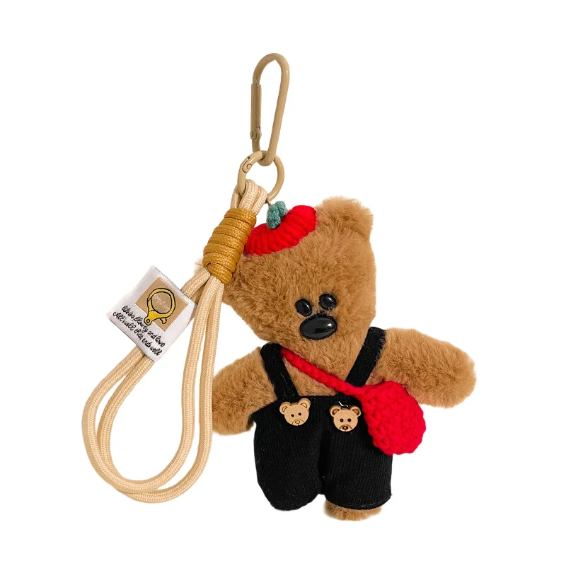 Braunbär Plüsch-Schlüsselanhänger Luxus-Taschenanhänger Niedlicher Bären-Schlüsselanhänger für Geldbörsen Handtaschen Taschenzubehör Auto-Anhänger Teddybären Schlüsselring – Detail 6