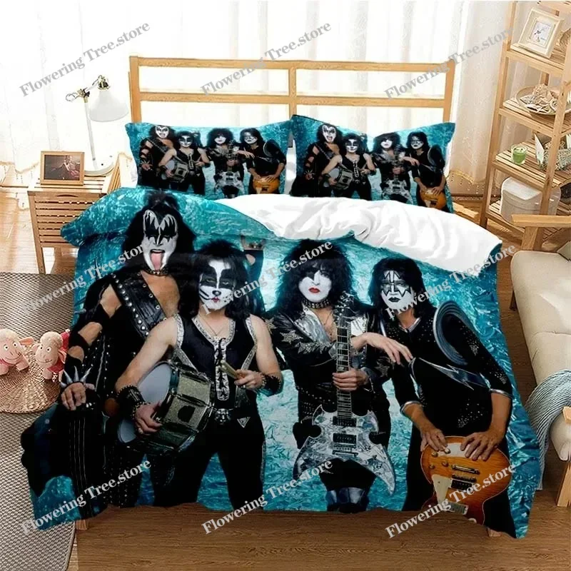 

3D Printed Kiss Rock Band Bedding Set Pillowcase Duvet Cover Double Twin Full Queen King Adult Kids Bedclothes Quilt Cover