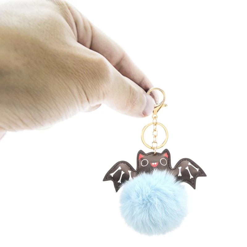 Halloween Bat Keychain Plush Ball Keyring Keychain Charm Accessories for Girl