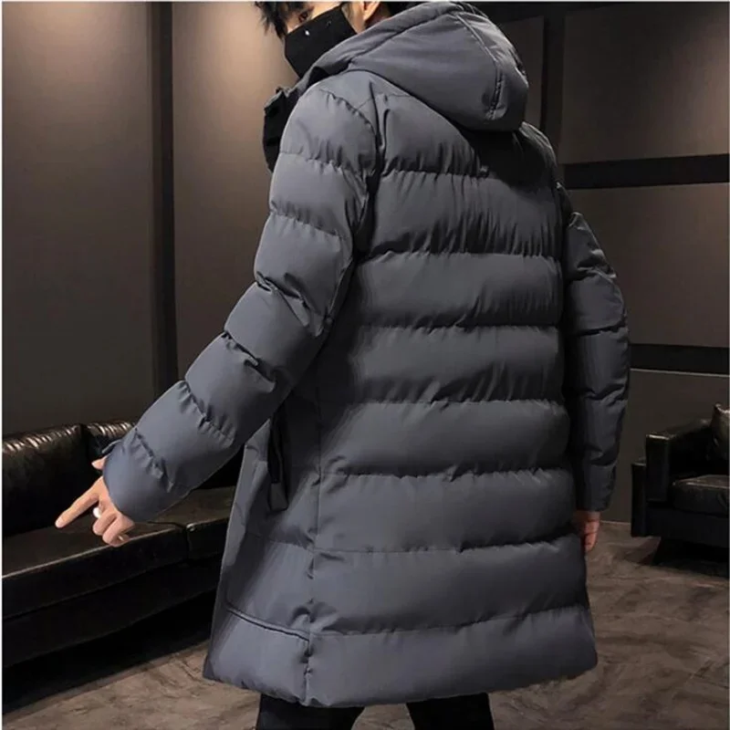 2021 Brand Clothing Men Winter Parka Long Section 2 Colors New Warm Thicken Jacket Outwear Windproof Coat Hooded Plus Size M-4Xl