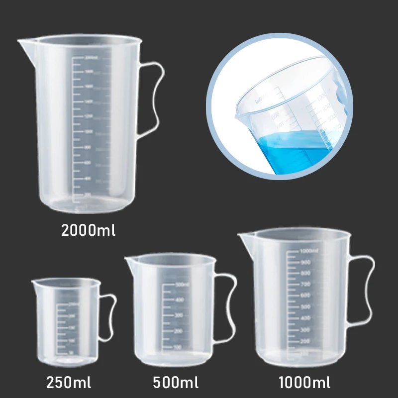 

250ml/500ml/1000ml Premium Clear Plastic Graduated Measuring Graduated Container Beaker Laboratory Plastic Tool