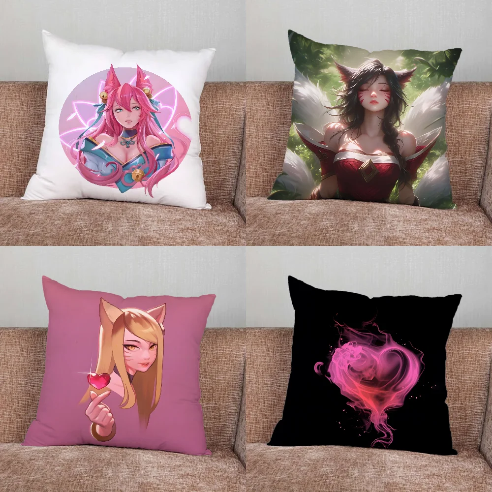 Game Ahri KDA Pillow Case For Home Bedroom Car Office Decoration Living Room Sofa Cushion Cover Suitable