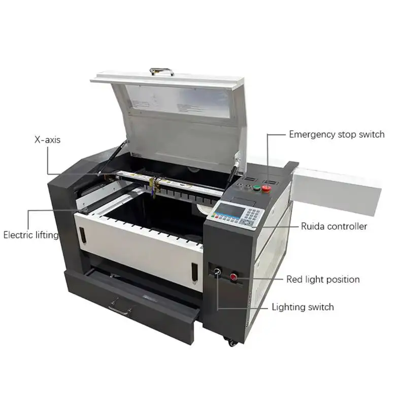 Cabinet CO2 Laser Cutting & Engraving Machine 4060 PMI Guide Rail New Acrylic Rubber Wood Bamboo Paper Plexiglass