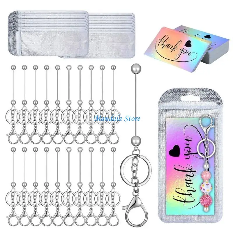 

U2JC 20Pcs Beaded Keychain with 20pcs 5x3.40in Resealable Storage Bag and 20pcs 3.