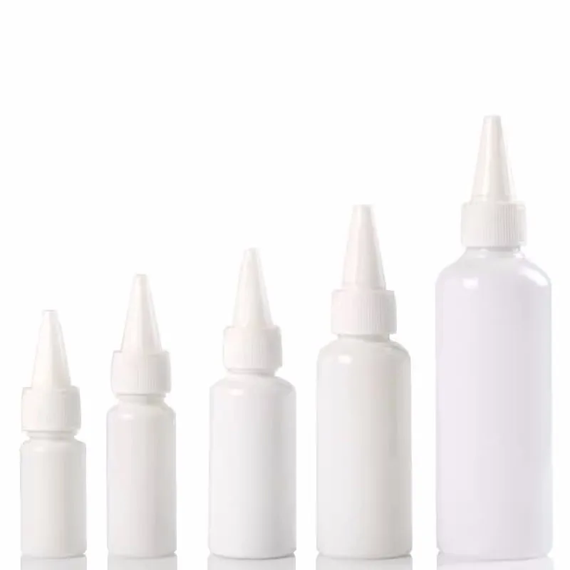 

100PCS*10/20/30/50/100ML Empty White Plastic Squeeze Bottle Sample Liquid Refillable Pointed Mouth Hair Perm Cosmetic Container