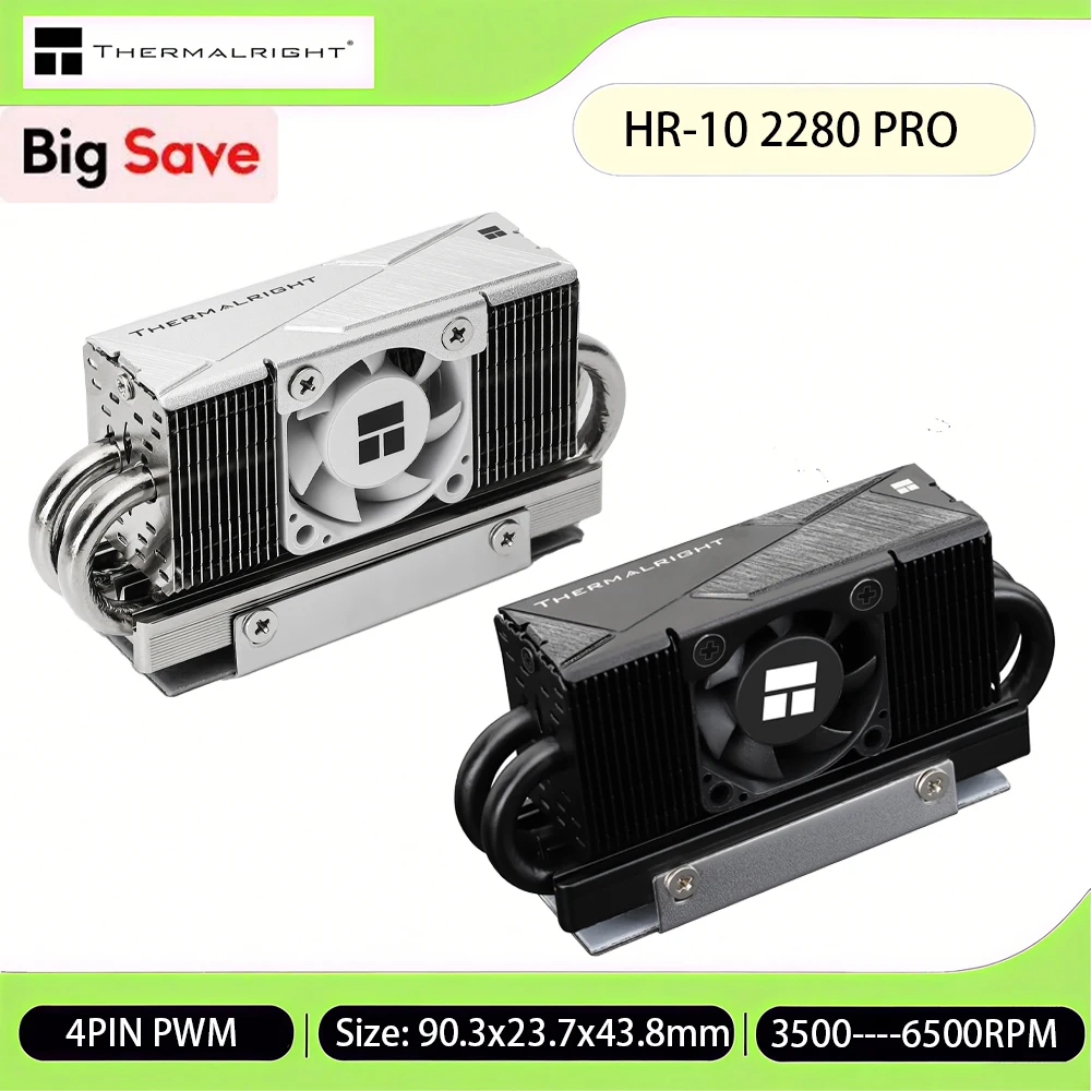 

Thermalright HR-10 2280 Pro M.2 SSD Теплоотвод для твердотельного накопителя с 4 тепловыми трубками AGHP и 4-контактным ШИМ-вентилятором. Аксессуары для ПК.