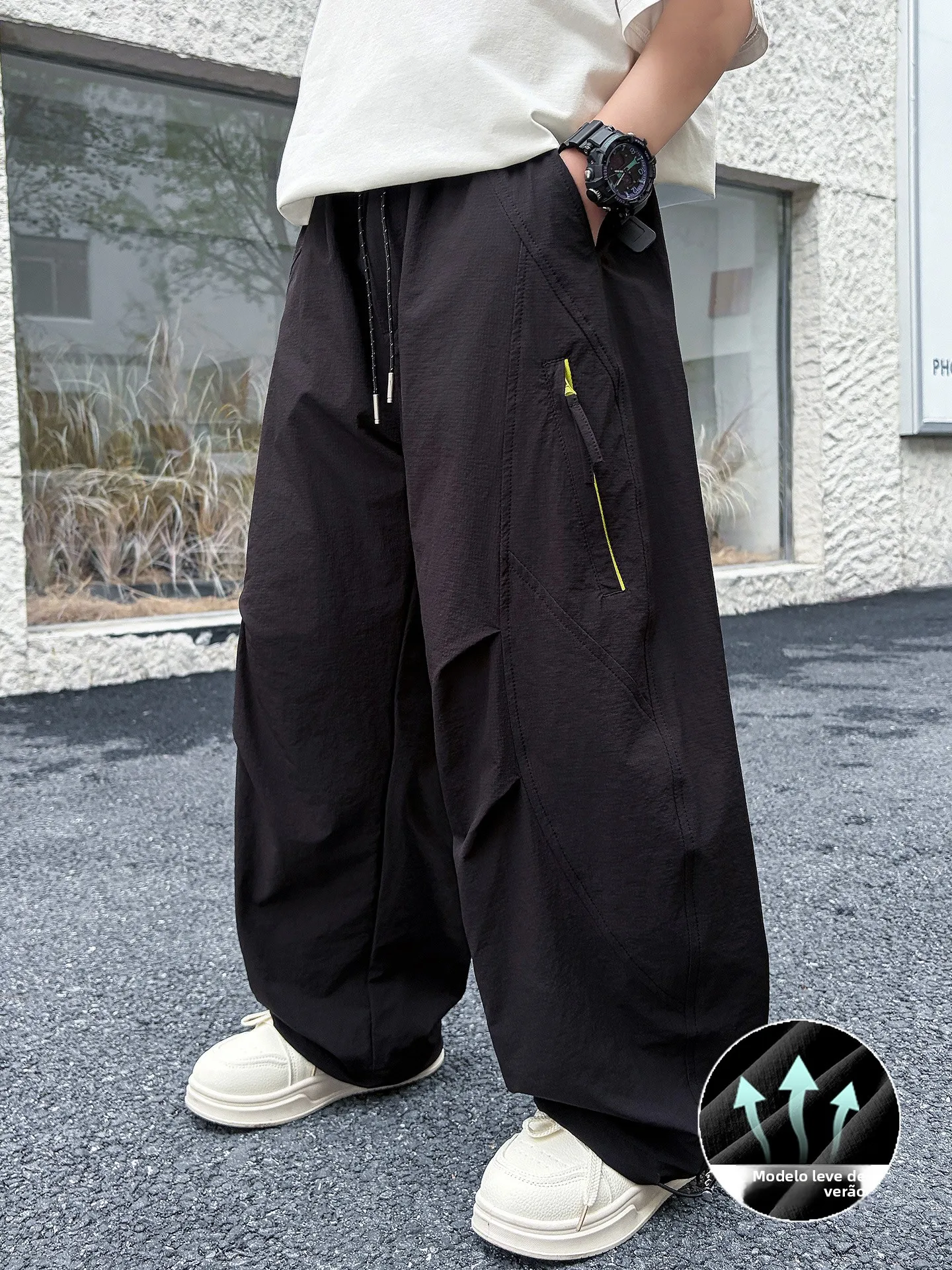 男の子夏薄手カジュアルパンツ速乾ストレートレッグ弾性ウエスト長ズボン抗蚊クールファッショナブル子供服