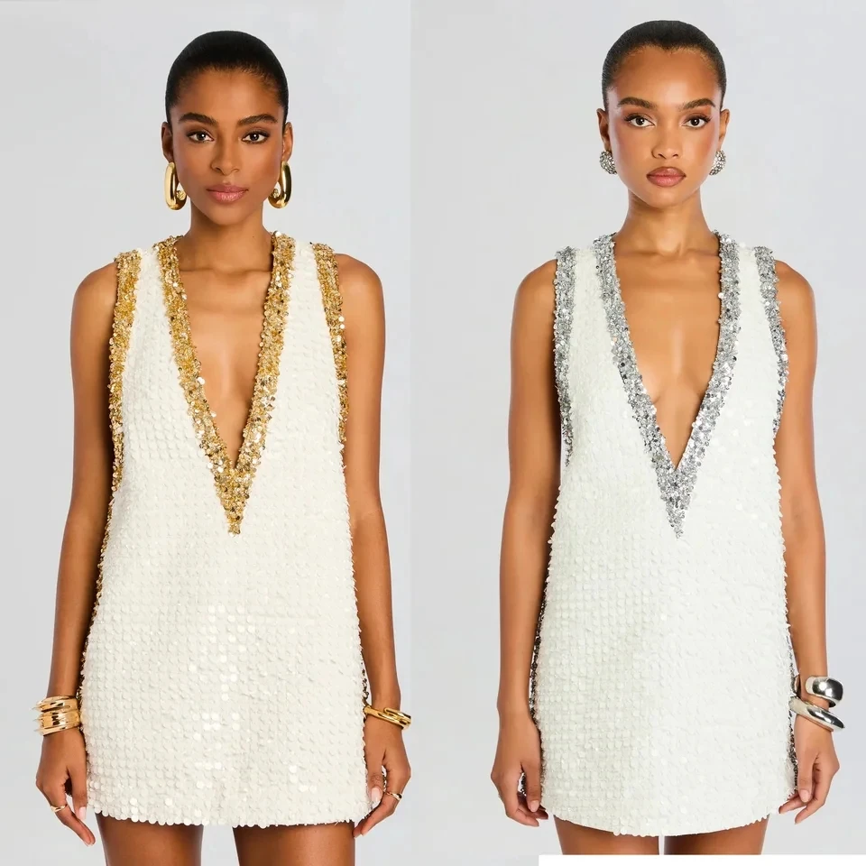 

2026 Spring Autumn New Sleeveless Sequin Dress Loose Party Women Fashion Wear Dress Multi Color Optional