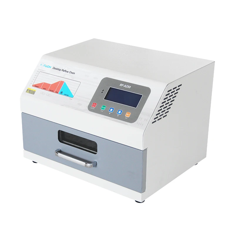 RF-A350 Reflow Soldering Oven Equipment 2400W Infrared IC Hot Wind Cyclic Heating Desktop Reflow Oven for Pcb Laboratory Preheat