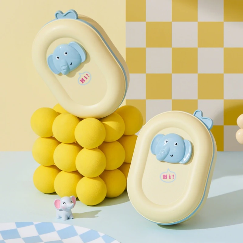 

Double-layer Drain Soap Box Cute Cartoon Elephant Soap Case Waterproof Dustproof Soap Dish Storage Box Travel Organizer Bathroom
