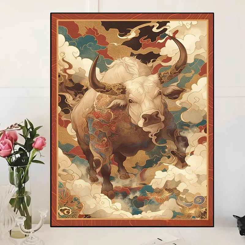 

Премиум-набор для вышивания крестиком 2026: Новый зодиакальный Окс, маленькая вышивка ручной работы, алмазная мозаика, новый китайский стиль, хлопковая ткань