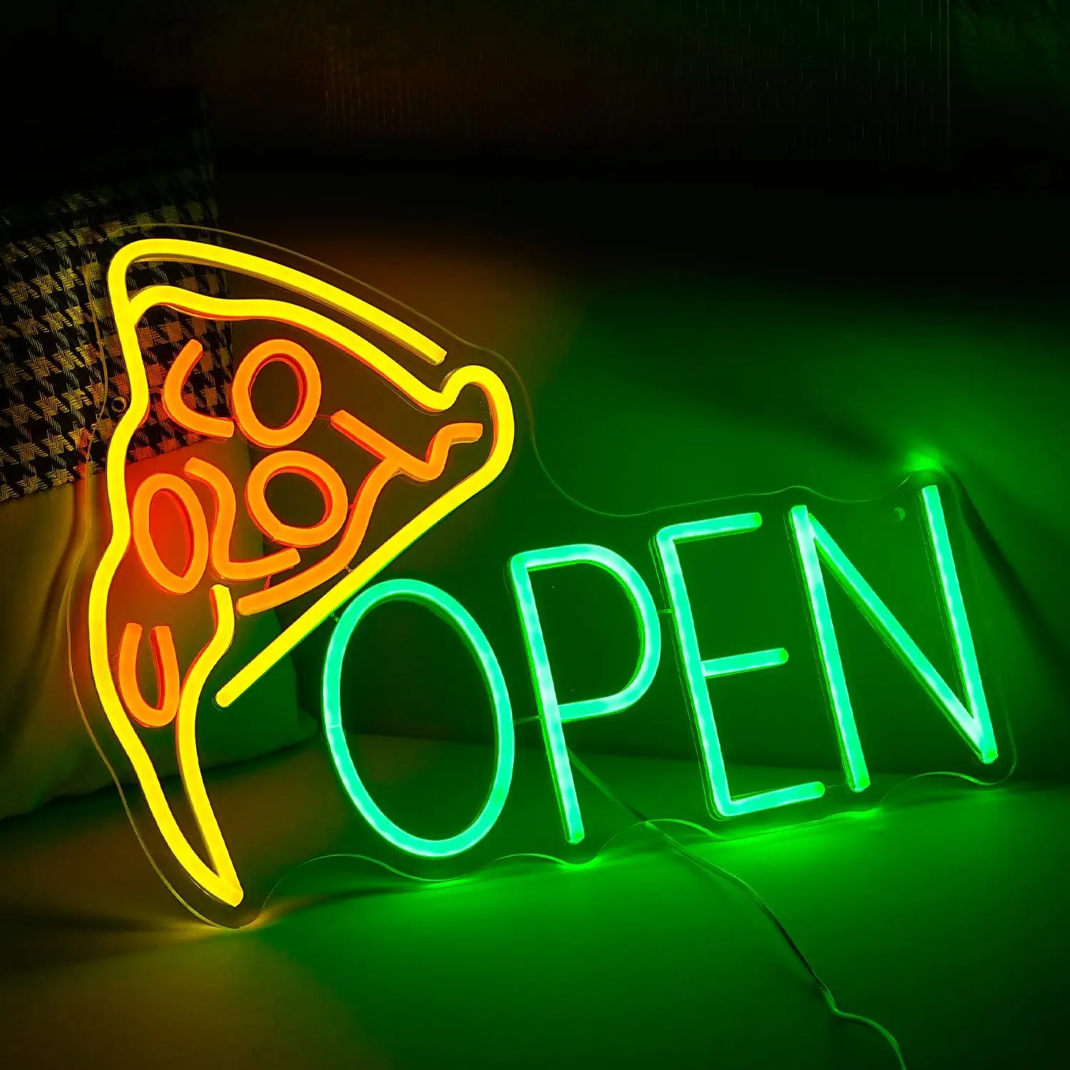 Pizza Open Neon Sign Delicious Pizza Dimmerabile Led Neon Light Decorazione da parete per Pizza Ristoranti Mercato Convenienza Negozi Affari