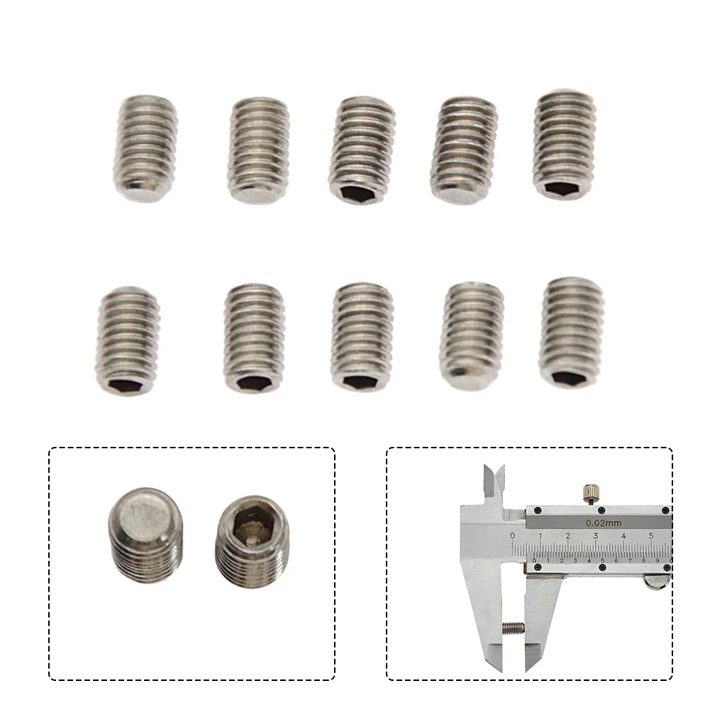 

10PCS Surfboard M5 Fin Plug Screws Grub Screws Set Of 10 Screws Fins Surfboard Fins Silver For Fin Boxes