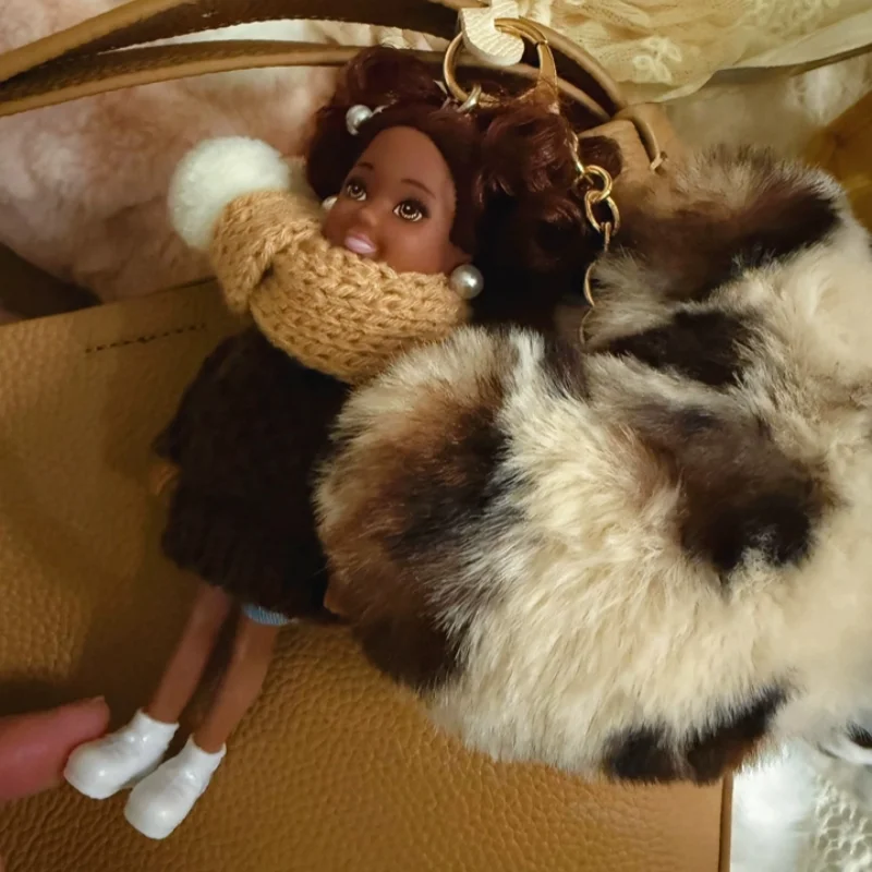 Retro schwarzer Ledermode Kopf DIY verbesserte Prinzessin geformte Puppentasche Rucksack hängende Dekoration trendiges Spielzeug neues Geschenk auf Lager