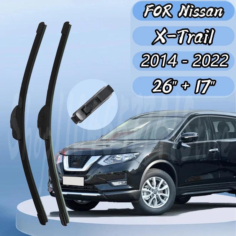 For Nissan X-Trail 2014-2022 Front Wiper Blade 26+17 Inch Exact Fit OE Replacement Silent Quiet Windshield Wipers