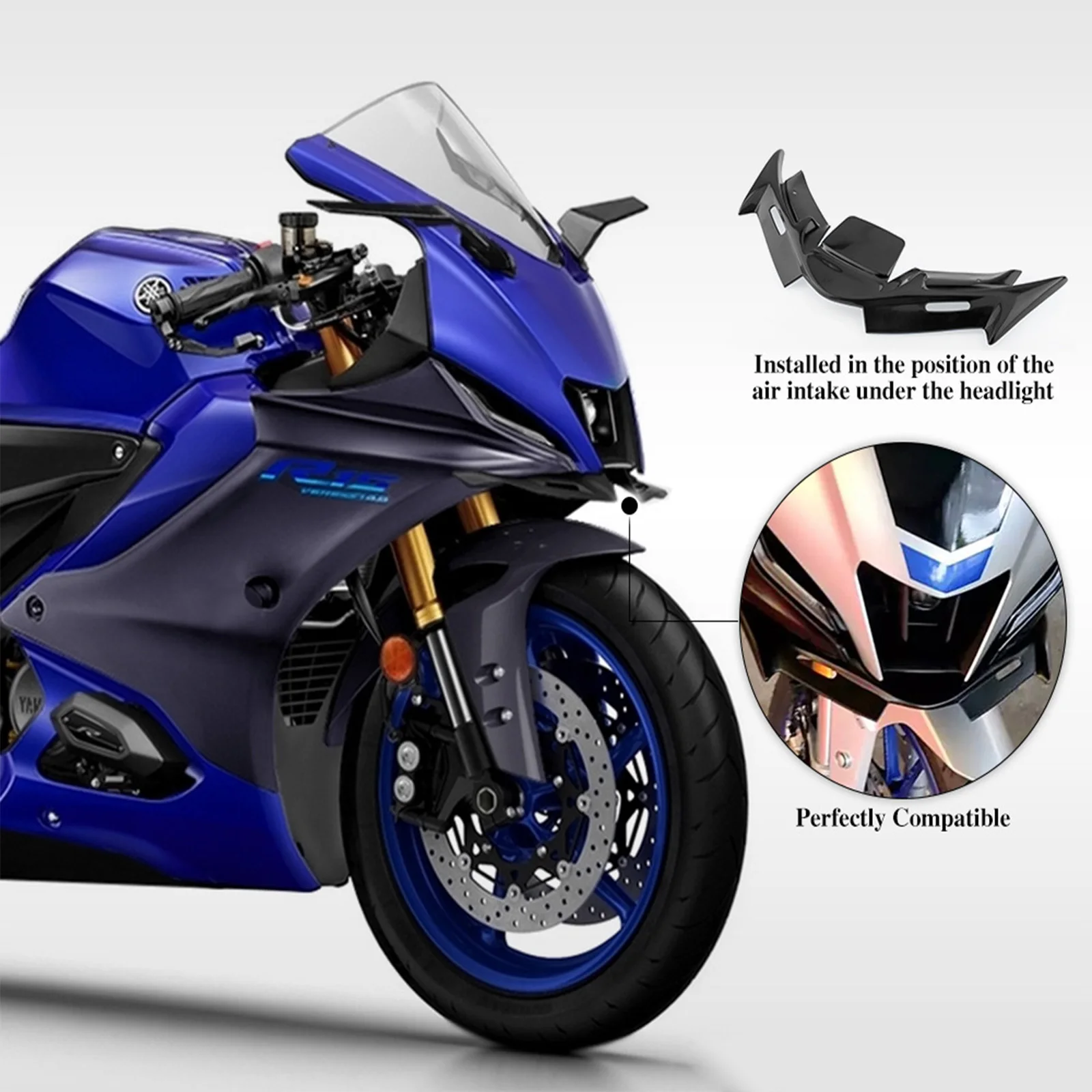 Motorcycle Winglet Front Fairing Wing Guard Cover For YAMAHA YZF R15 V4 R15M 2021 2022 NEW Decoration Winglets Accessories