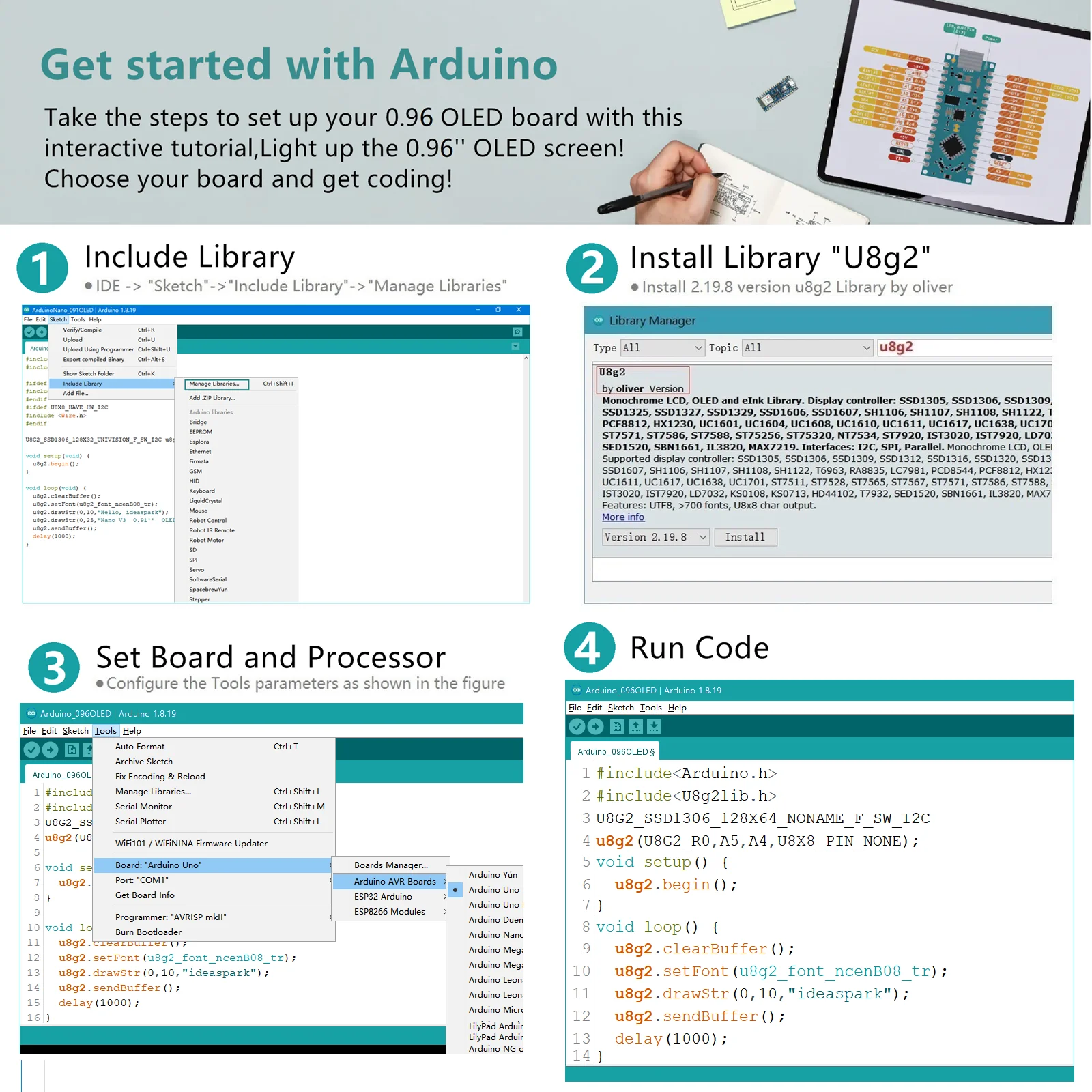 0.96 inch OLED Display Module with Protector Case 128x64 SSD1306 Screen Board Work with Arduino and Raspberry Pi(Solder PIN)