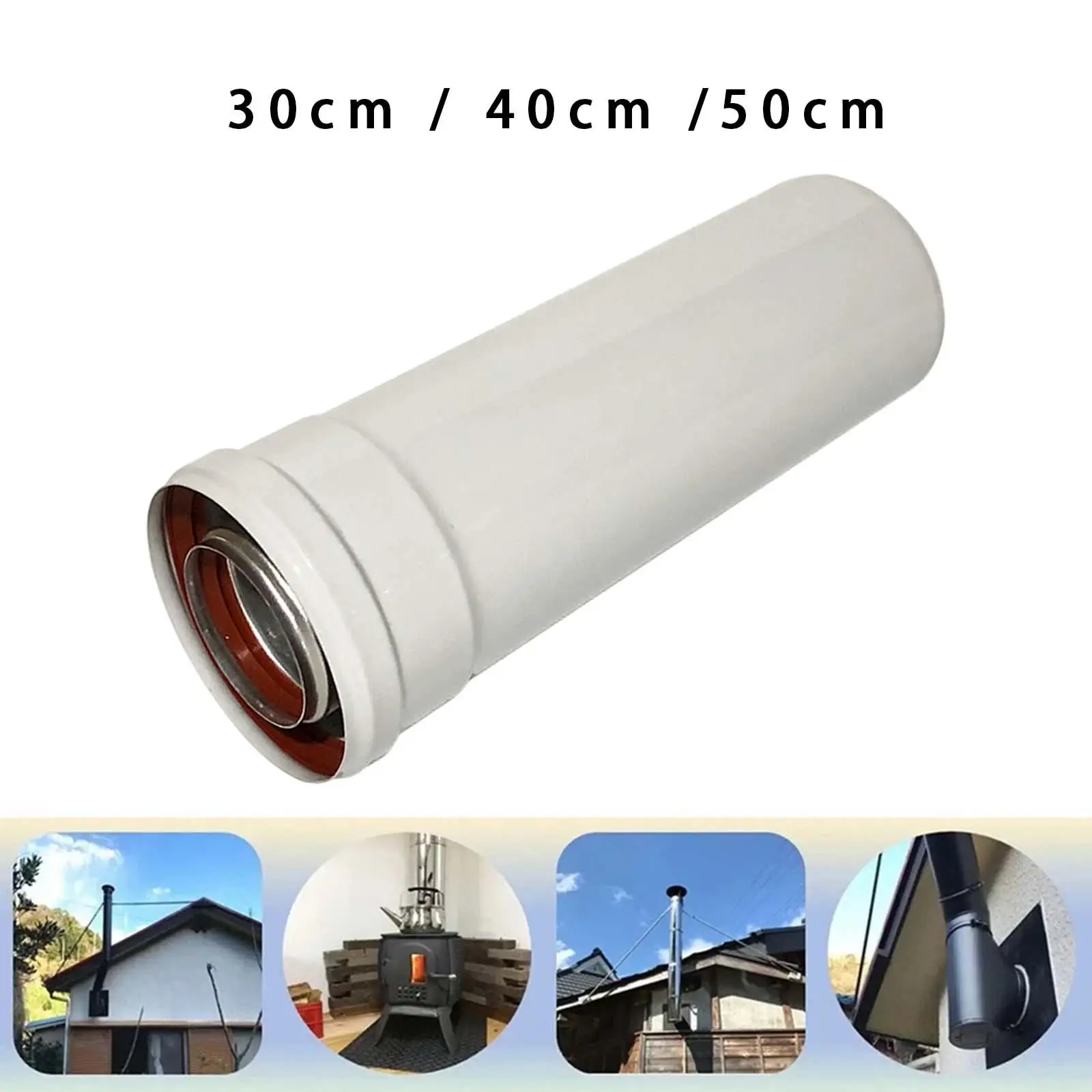 Gas Water Heater Exhaust Pipe Detachable Replacements Vent Chimney Boxed Straight Pipe for Hiking Outdoor Wood Log Burning Stove