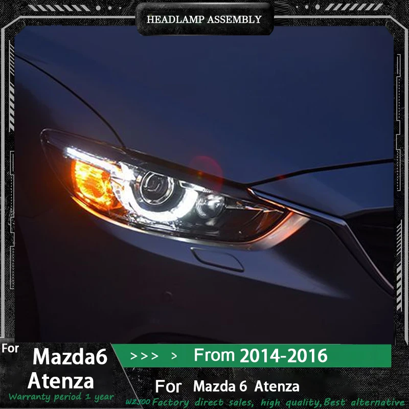 نمط السيارة لمازدا 6 Atenza Mazda6 2014-2019 الجبهة مصباح DRL العلوي بدوره إشارة تسليط الضوء على كامل LED لمبات العارض عدسة السيارات