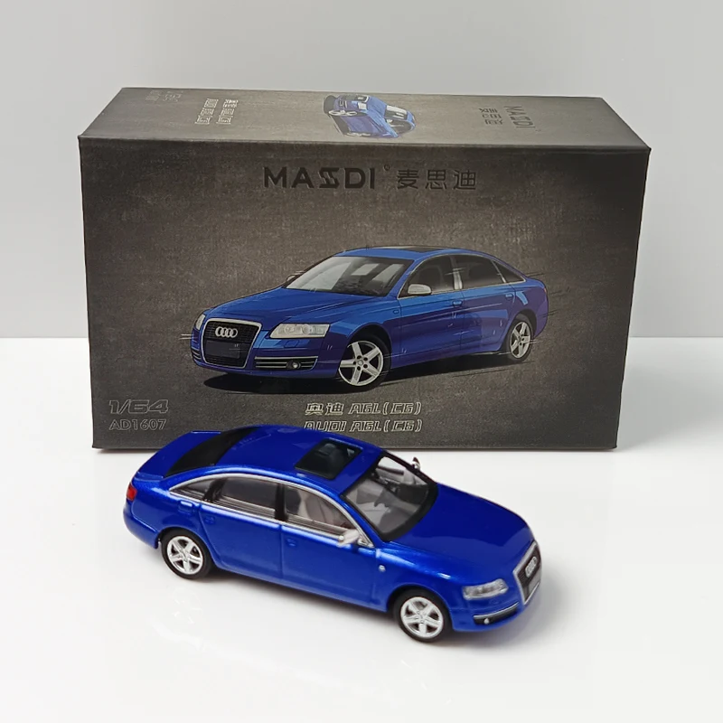 MASDI 1:64 Audi A6L(C6) الجيل السادس Bisco Blue، نموذج سيارة مصنوع من خليط معدني مصبوب، ديكور للبالغين، لعبة للمراهقين، هدية المهرجان.