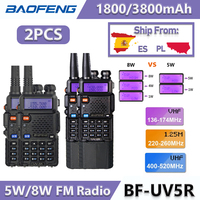 2PCS UV5R  Baofeng 5W/8W Walkie Talkie 1800/3800mAh Portable Ham FM Radio136-174/400-480MHz Dual Band  Transceiver Two Way Radio