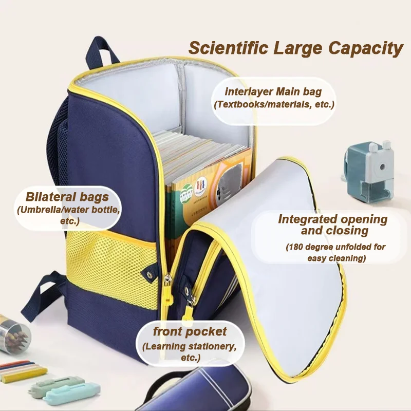 حقيبة ظهر للأطفال حقائب مدرسية للأولاد حقيبة ظهر مدرسية على شكل بطة صفراء صغيرة مقاومة للماء حقيبة كتب أساسية Mochila Infantil #5