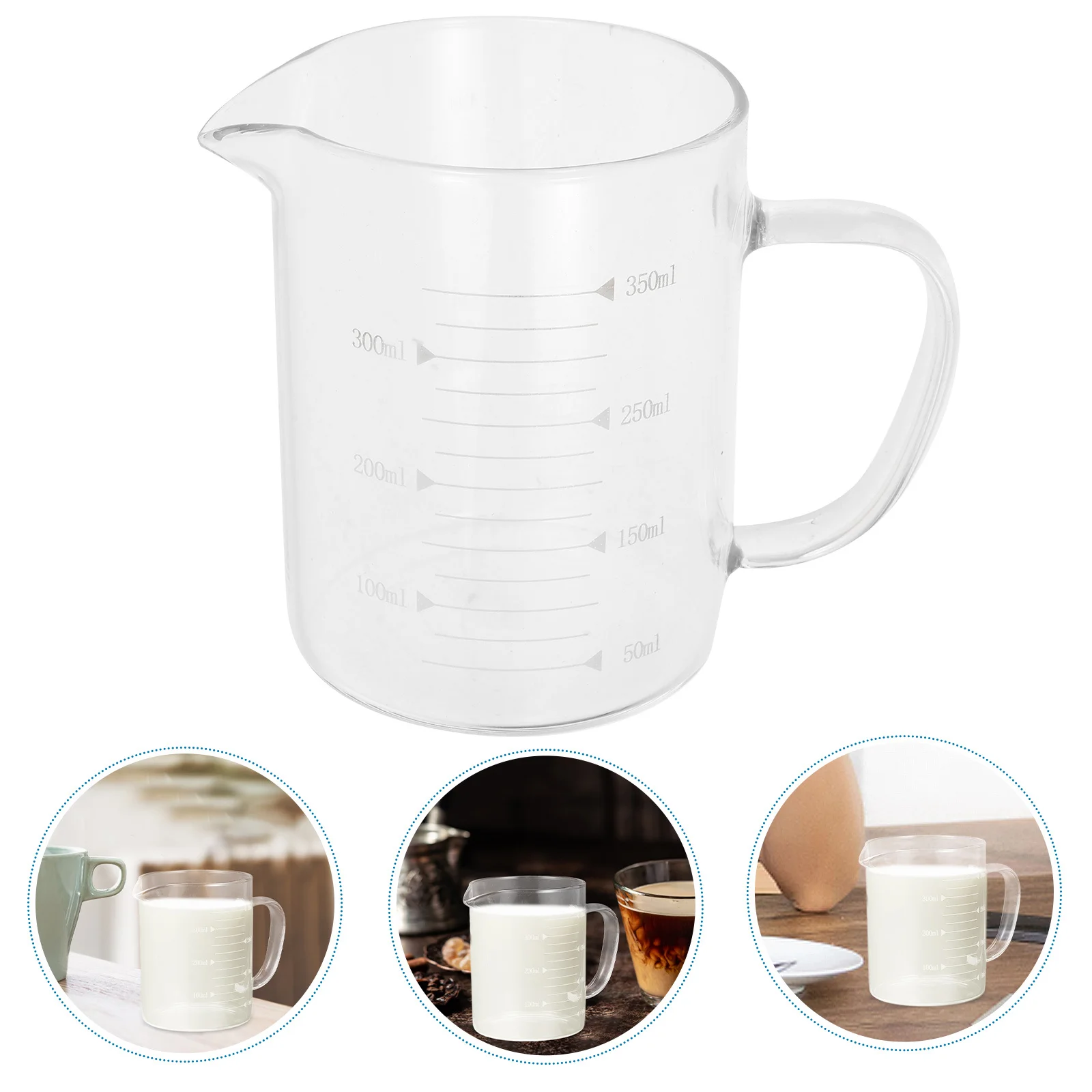 

Glass Milk Cup Transparent 300ml Drinking Cup Scale Measurement Cold Heat Resistant Juice Coffee Tea Water Home