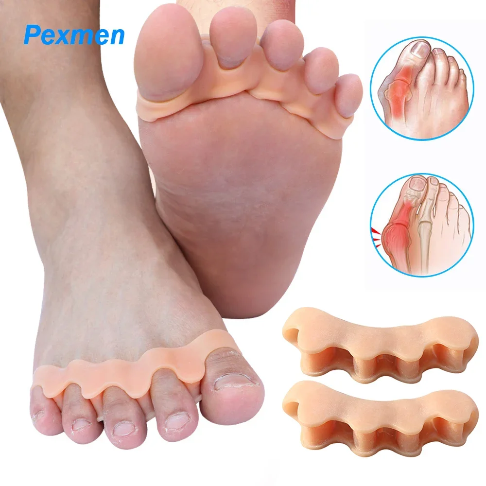 Pexmen 2/4 قطعة واستعادة أصابع القدم إلى شكلهم الأصلي للنساء والرجال جل فاصل أصابع القدم واقي أصابع القدم لتصحيح الأورام