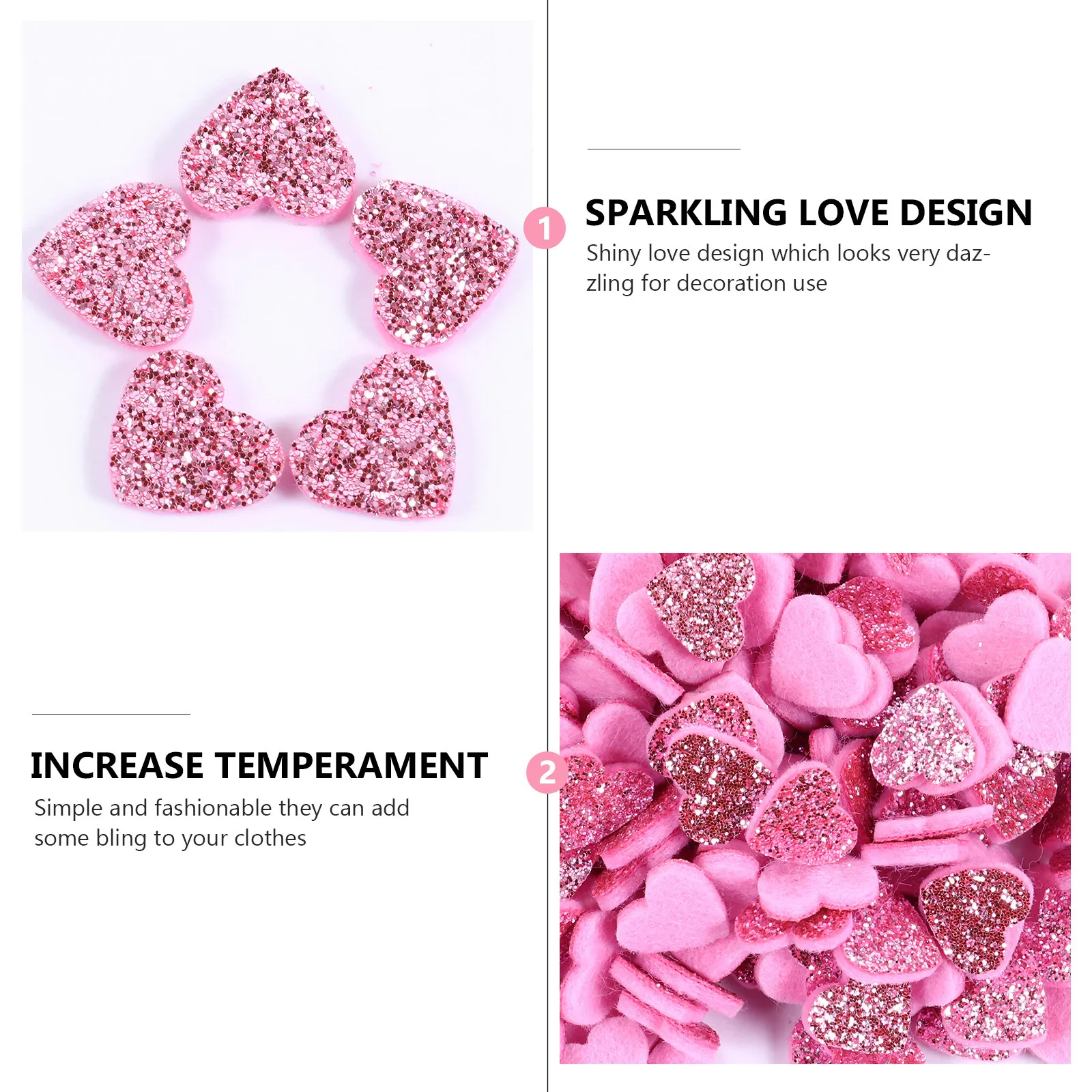 200Pcs Shiny Love Design Decorative Sequin Patches DIY Jewelry Supplies Heart Shape Charming DIY Crafts Accessories