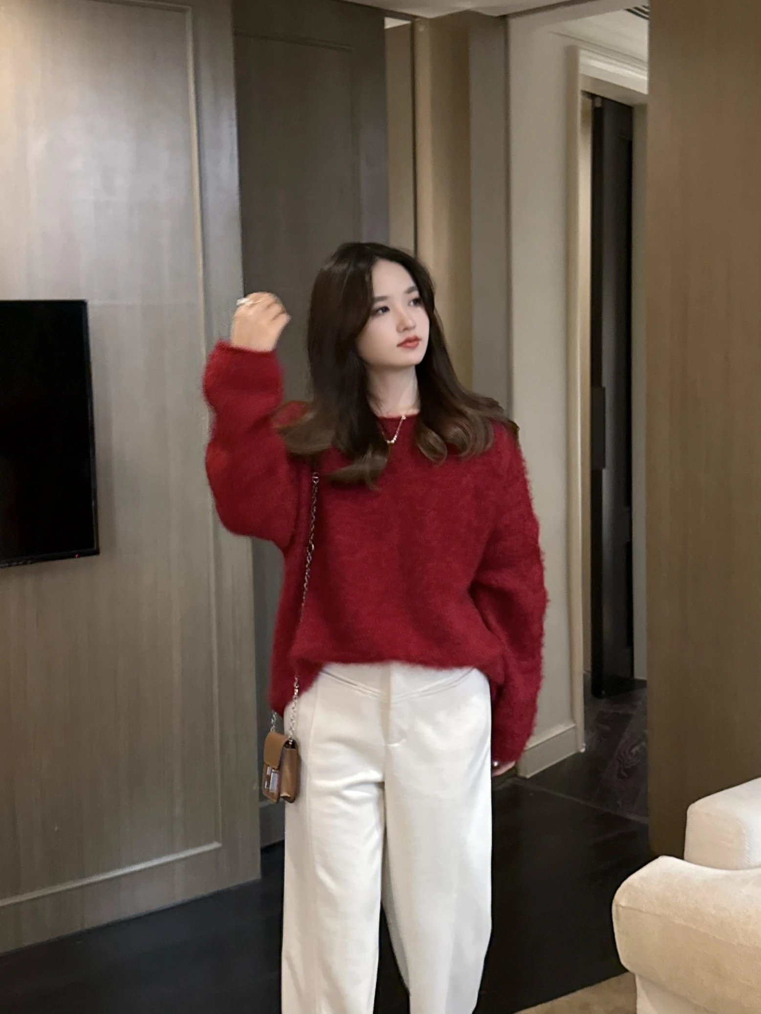 

Cisas Fireplace Thiened Long Woolen Sweater Floral Tissue Commute Sle Women's Loose Fit round Ne Pullover Knitwear