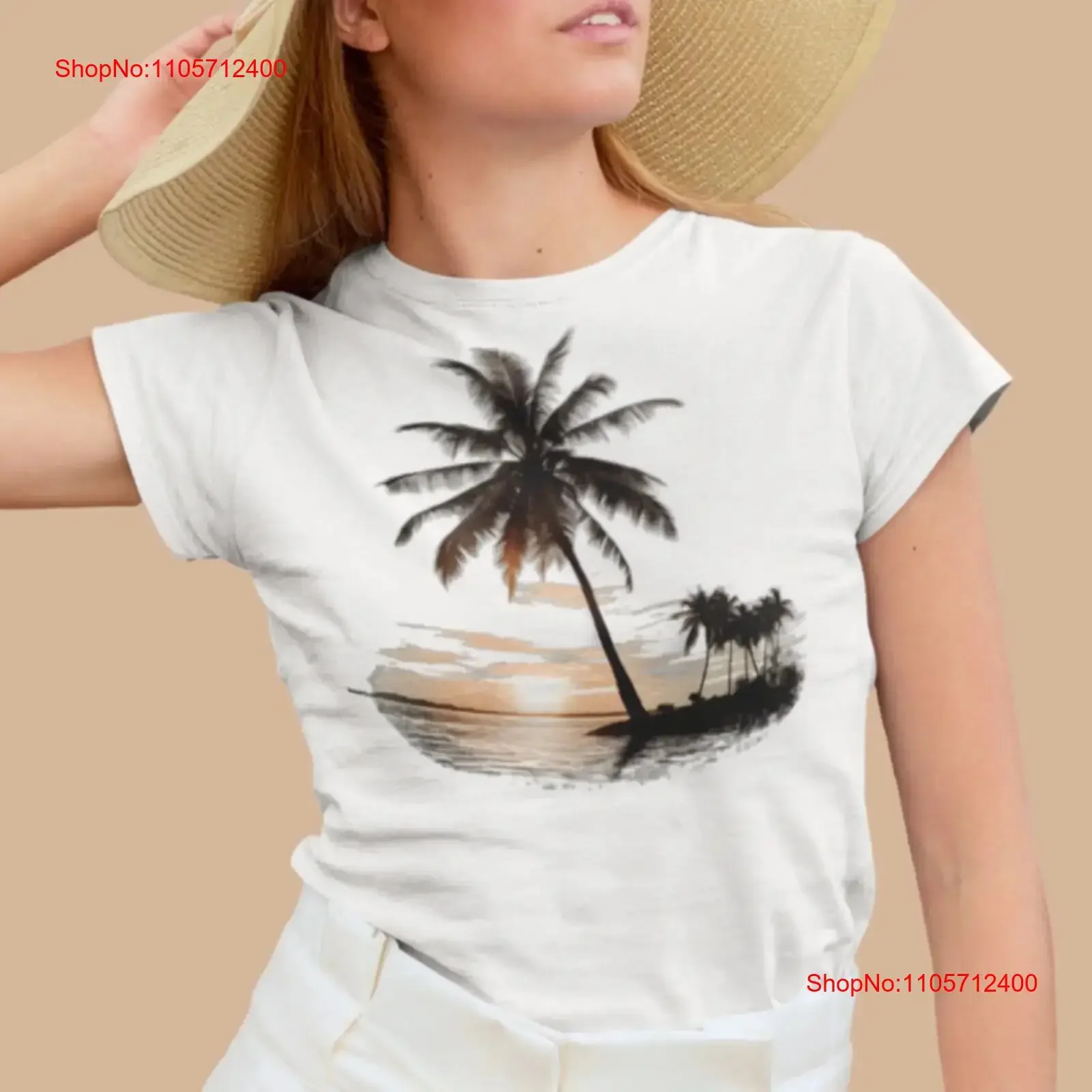 Palm Tree Standing Tall on Secluded Beach T Shirt Beautiful Sunset Background vintage Washed Comfortable Stylish