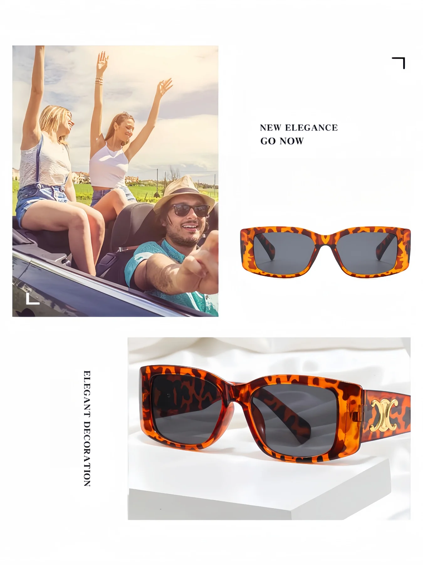 Fashionable Narrow-Frame Sunglasses, Women's Square-Frame Sunglasses, Elegant Sunglasses, Gifts for Women, Mother's Day Gifts - Detail 1