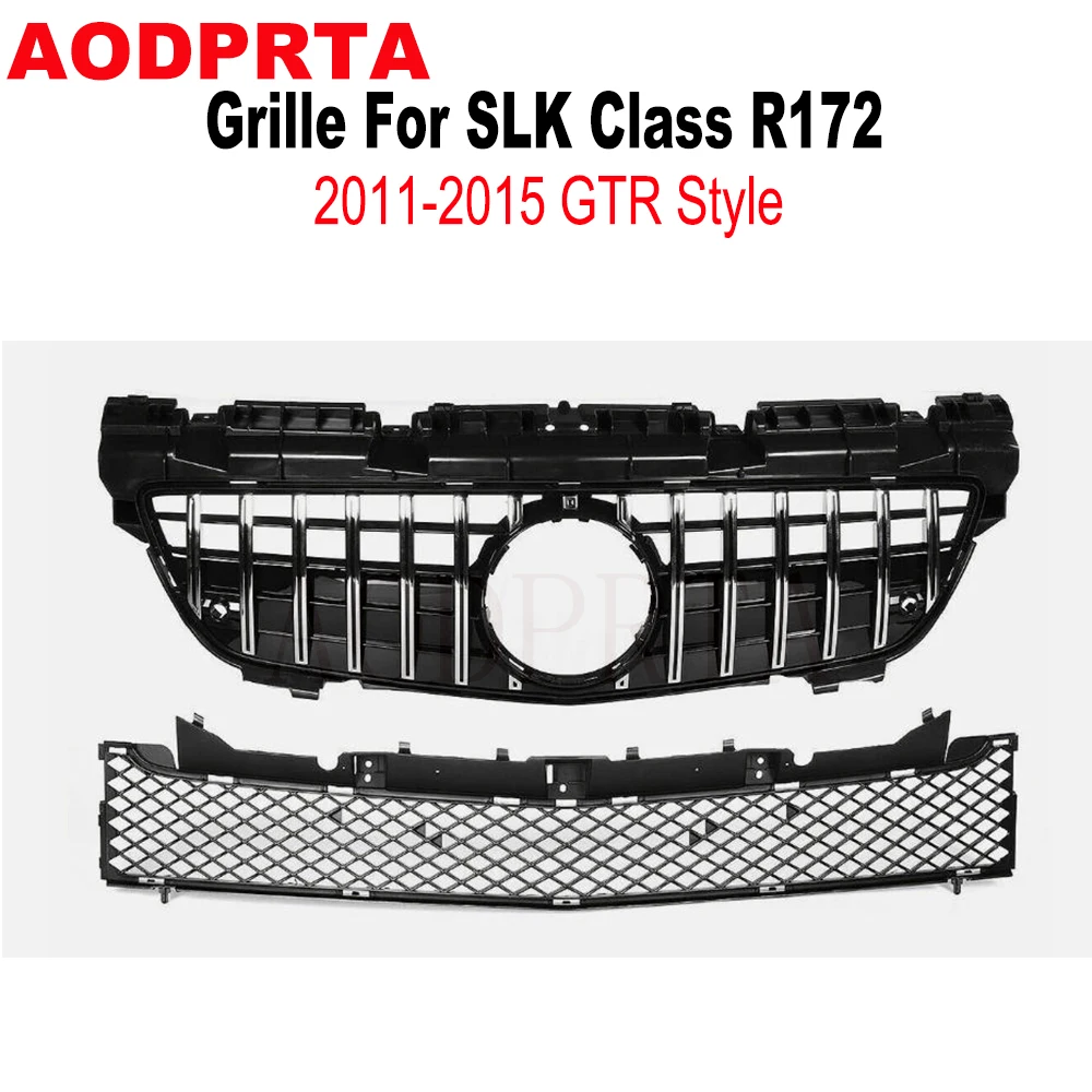 GTR Style Front Bumper Mesh Hood Grille Grill For Mercedes Benz SLK Class R172 SLK200 SLK250 2011-2015