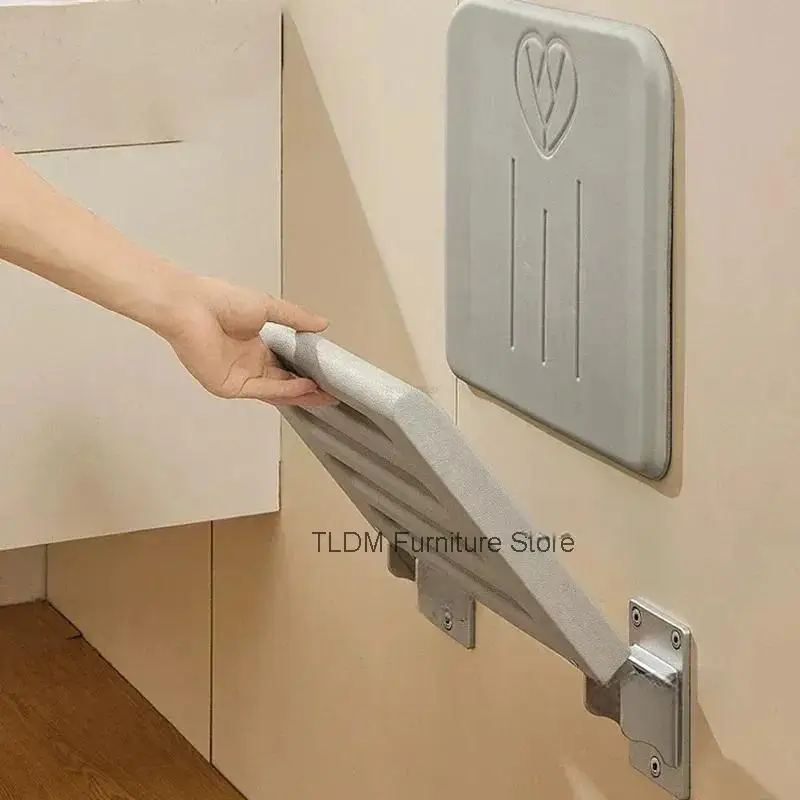 Home Non-slip Changing Shoe Stool Elderly Bathing Special Back Bathroom Chair Folding Wall-mounted Bathroom Seats Shower Chair