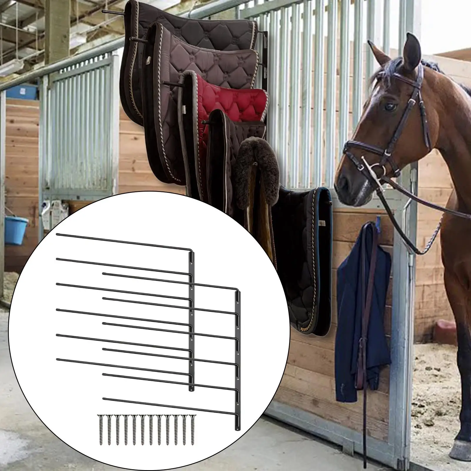 

2 Pieces Saddle Rack Wall Mount Saddle Pad Rack Towel Rack Saddle Holder for Horse Trailer Horse Tack Room Barn Horse Stall Farm