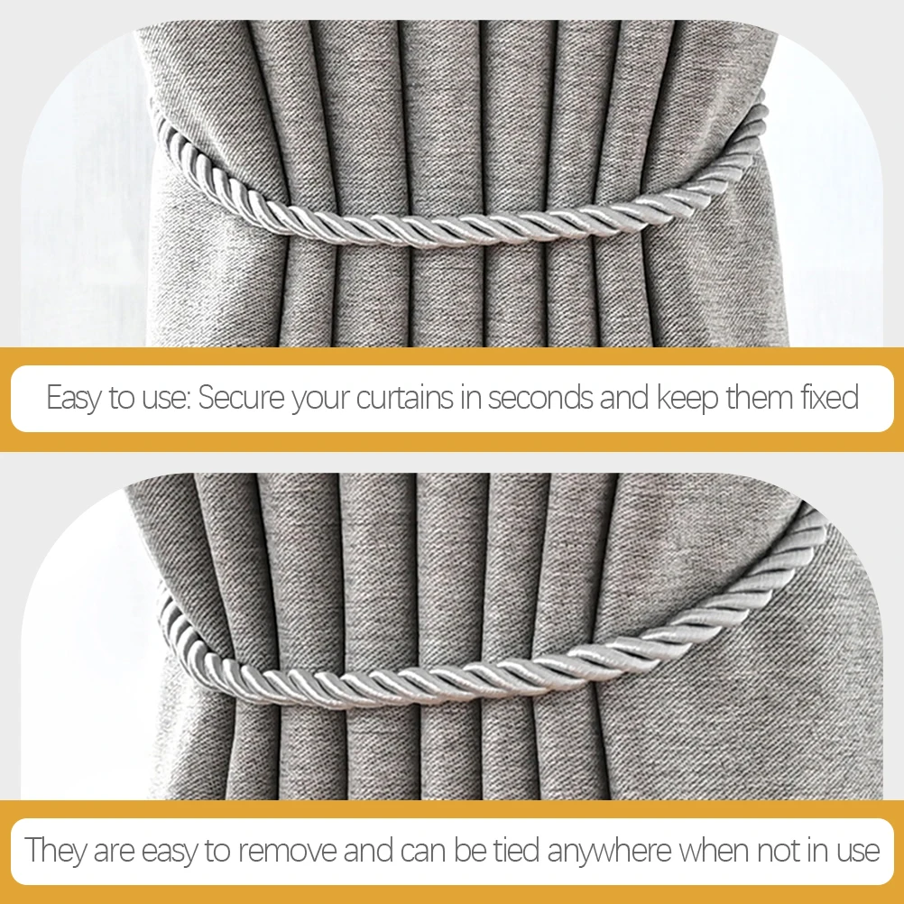 

6pcs Decorative Curtain Tiebacks Adjustable Rope Strap Home Office Living Room Window Drapery Holdback Buckle Clips Fixing