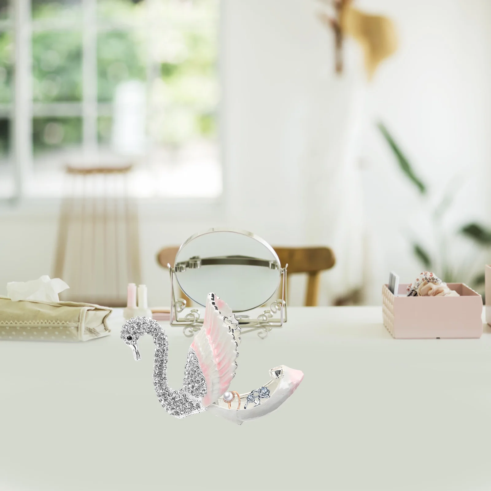 

Stylish Swan Jewelry Storage Box Durable Alloy Swan Trinket Case for Necklace Earrings Desktop Decoration Elegant Jewelry Holder