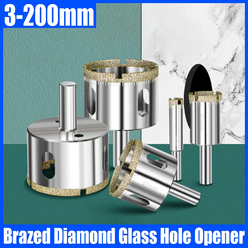 

1-10PCS 3-200mm Brazed Diamond Glass Hole Opener Round Handle Ceramic Tile Drill Bit Ceramic Tiles/Glass/Granite Hole Saw Tools