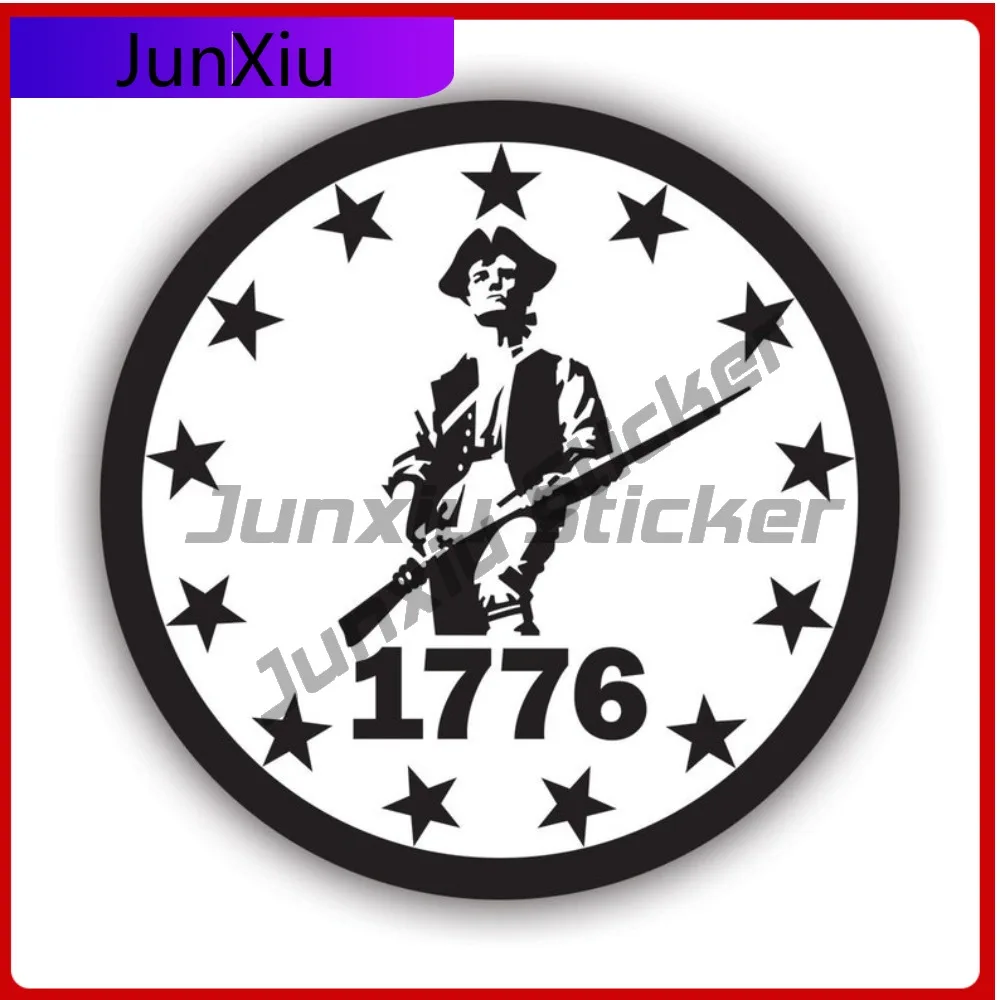

Funny Round 1776 Minuteman Sticker Decal American Made Uv Protected 13 Stars Minutemen Border Patriot Classic Vinyl Sticker