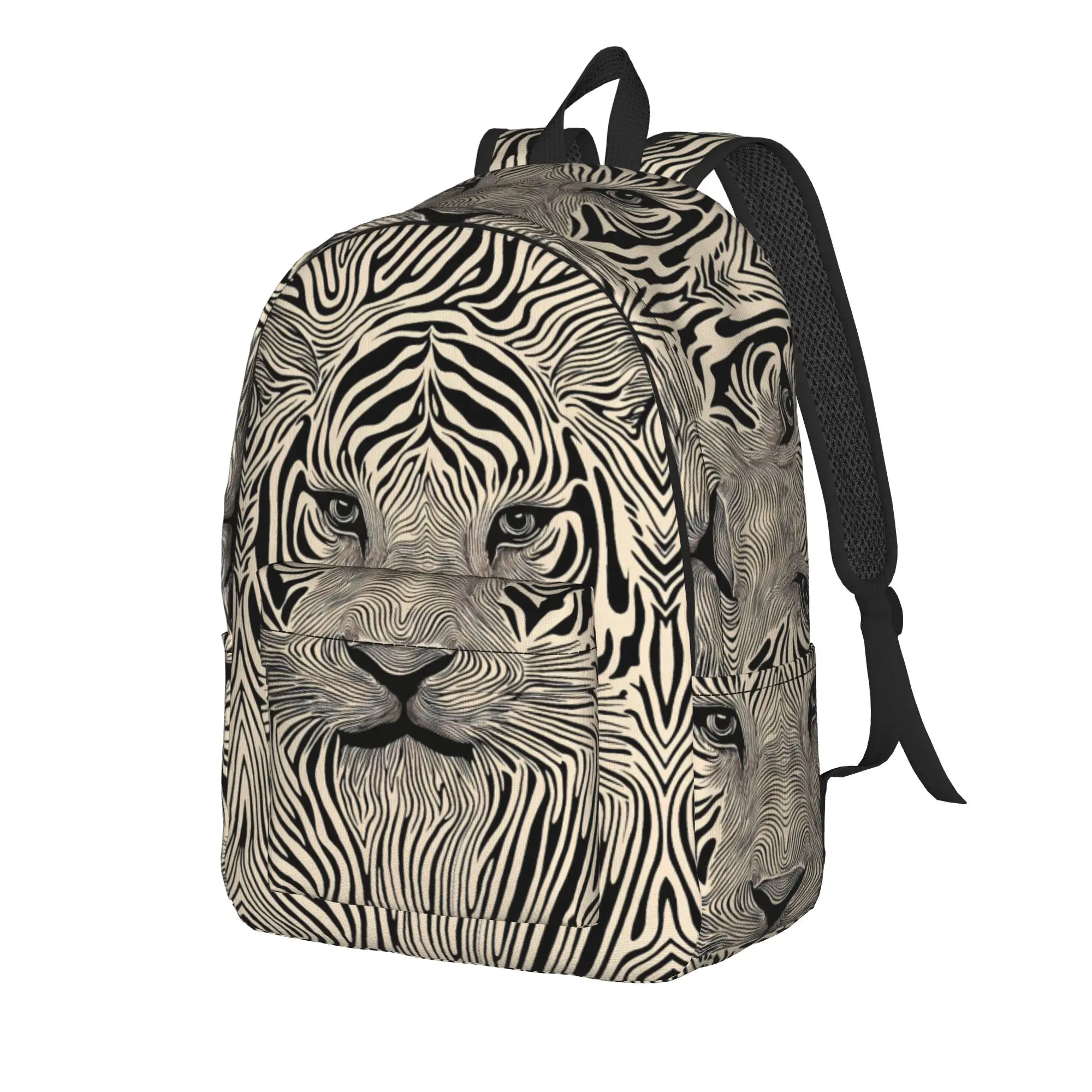 Graffiti Tiger Portrait Backpack Colorful Geometry 3D Print Soft Backpacks Polyester High School Bags Cycling Designer Rucksack