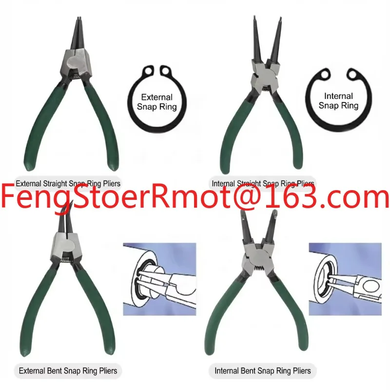 4-Piece Snap Ring Pliers Set with Straight/Curved Jaws, 7 Inch with Box, Heavy Duty Snap Ring Removal Tool