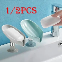 2 Color Leaf Shape Soap Box Drain Soap Holder Shower Sponge Drain Tray Toilet Laundry Soap Box Bathroom Supplies Tray Gadgets