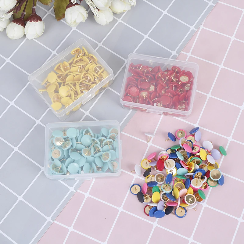 100Pcs Round Push Pins Notice Board Map Thumb Tacks Point Bulletin Drawing